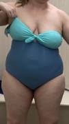 Two-tone blue swimsuit