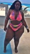 BBW with amazing thighs in a colorful suit