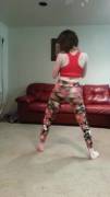 White girl twerking in leggings