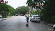 (GFYCAT) Blonde Teen Girl Naked on an Electric Scooter