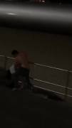 Couple having sex on the ocean promenade near garbage cans at night! Near garbage cans [gif]