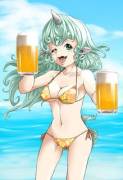 Aunn has brought Beer to the beach[Bikini]