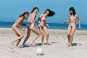 Playing soccer with the volleyball