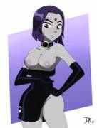 Raven's dress coming down (DalleyAlpha, snyde45) [Raven, Teen Titans]