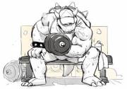 Bowser Working out [by @Iam0rang3 on Twitter]