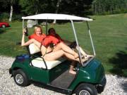 DrunkGirls on the Golf Course... wearing life preservers?