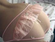A nice big shot on some pink see through panties