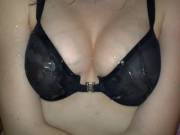Cum on tits with a bra in the way