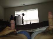 Second post. My boyfriend and I again, just waking up with morning boners