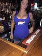 Bartender popping out