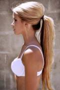 Beautiful blonde in white bra