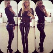 Lovely girl in lovely leather leggings