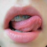 Pink lips and pink tongue