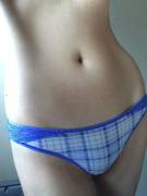 Cute purple plaid thong fits perfectly on me...
