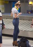 Candice Swanepoel waiting in the airport