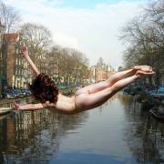 Canal diving in Amsterdam.