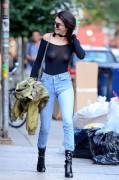 Kendall Jenner shows her pierced nipples in a see-thru top