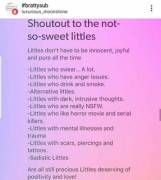 I really appreciate this post. ♡ Hey to all the other alternative/dark littles. You are valid!