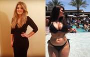 Thin pretty blonde became a gorgeous thick brunette