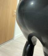 Kinky trans girl shows off her shiny black curves