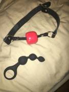 I know this not Latex Lucy but I got myself a present. It's one of her ballgag and her butt plug