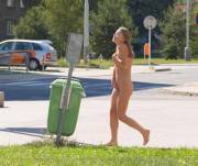 Completely naked on the street