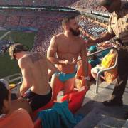 Miami Dolphins fan kicked out for wearing Speedo at the Stadium (X-Post /r/funny)