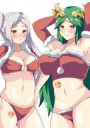 F!Robin and Palutena in festive swimsuits (By CielR18)