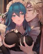 Dimitri groping Maid Byleth (Artist: Peach Luo)