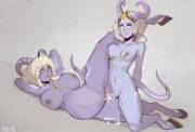 Dominant female Draenei grow cocks to breed their lessers