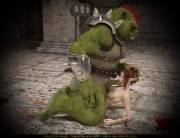 Petite female elf trapped and roughed up by a horny monster