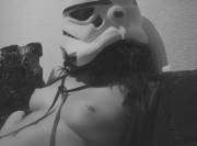 Piercings? Check. Stormtrooper helmet? Check. I'm in love.