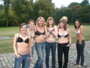 College girls witn bra and jeans
