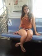 Pocahontas on the subway with delicious thighs