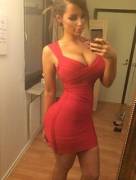 Incredible curves in a tight red dress