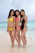 3 Asians on the beach