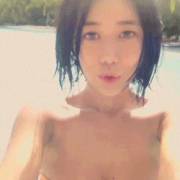 Cute Korean girl on the beach