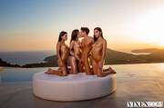Apolonia Lapiedra, Emily Willis and Little Caprice in a foursome with the cute Alberto Blanco