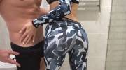 Sporty Teen with Camouflage yoga pants
