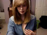 Hot redhead teen with perky nipples smiles and does a cute reveal