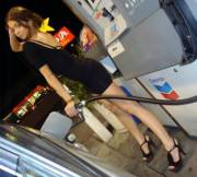 Sarah at the pump