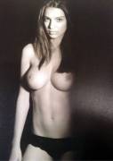 Emily Ratajkowski black and white topless photoshoot from 2012