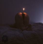 Romantic moment with my wife in the glow o(f) a candle