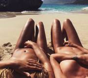 Nervous nude sunbathers