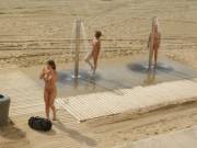 Outdoor showers at the beach