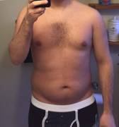 39M, 172 to 161 in 5 weeks. Can't seem to get rid of the belly fat no matter what I do tough. Trying to keep calories low and I exercise regularly. Suggestions?