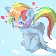 Delicious flat-chest Dash, stripping down in mid air (artist: red-poni)