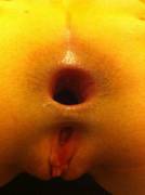 Fairly closeup view of anal gape