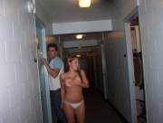 Dorm hallway nudity