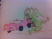 Green dragon pink car